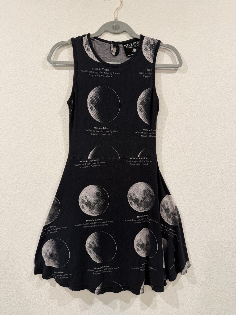 KILLSTAR Moon Phases Skater Dress black astrology sleeveless size small